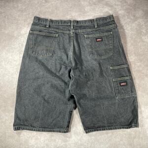 Dickies Logo Patch Dark Skater Grunge Washed Denim Shorts